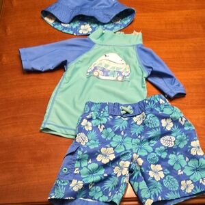 UV skinz 2T Blue Floral Kids Swim Set
